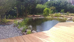 Naturteichanlage mit Holzterrasse Naturteichanlage mit Holzterrasse